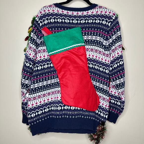 Ugly Christmas Sweater Squishmallow Santa LIGHTS UP Tinsel Party Winner Large - Picture 3 of 5